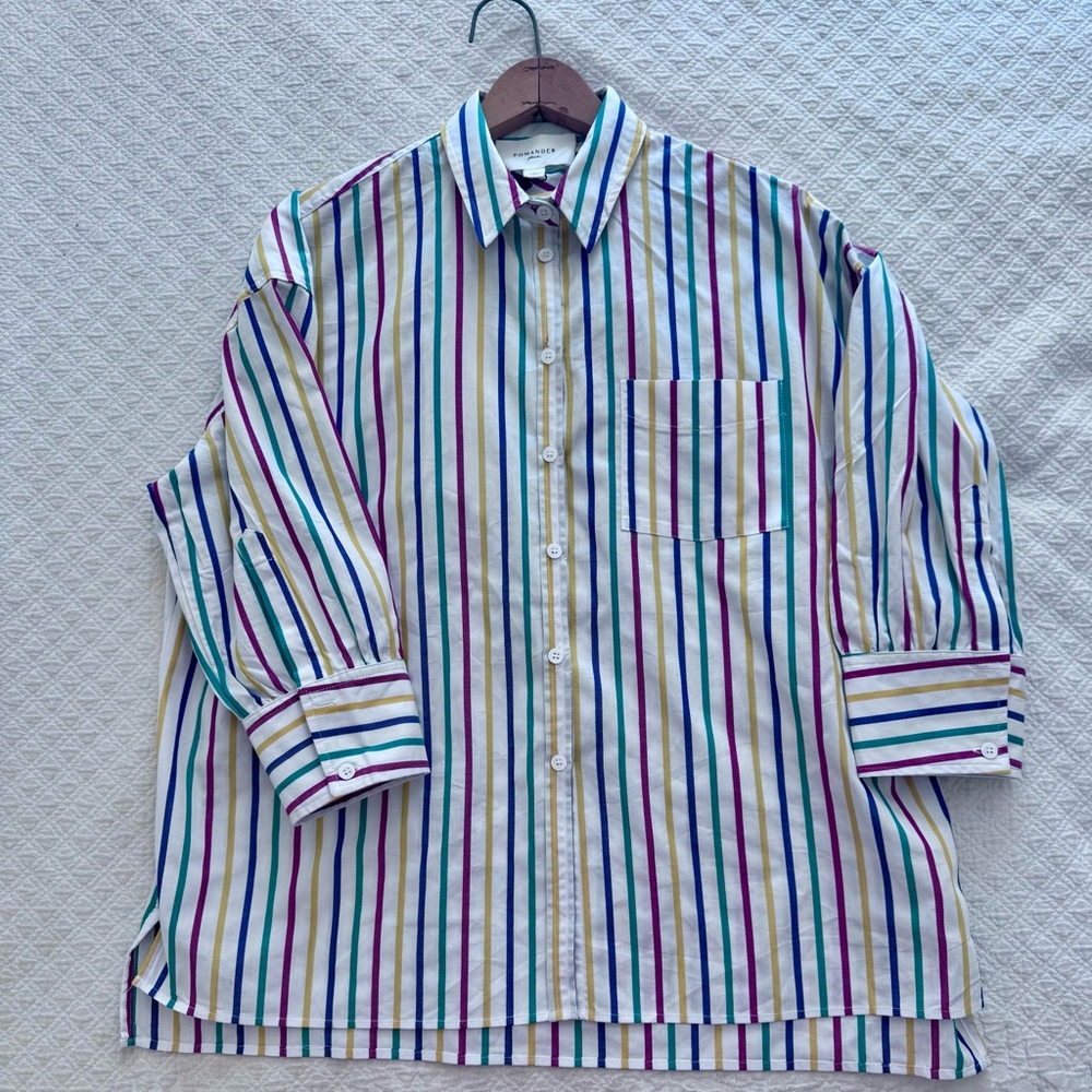 Pomander Place Tuckernuck Primary Women’s Striped Button Down Size Medium